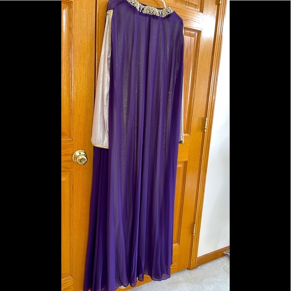 Formal Dress Sizes XL 2XL 3XL 4XL Purple Gold Long Sleeves 2pc Maxi SULTAN Abaya - Picture 11 of 13